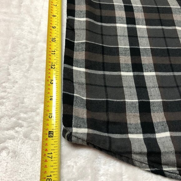 Denver Hayes Vintage Slim Fit Black & Brown Plaid Heavier Flannel Shirt - Picture 9 of 10